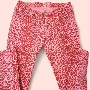 Rare Trip NYC Pink leopard print mid rise jeans<3